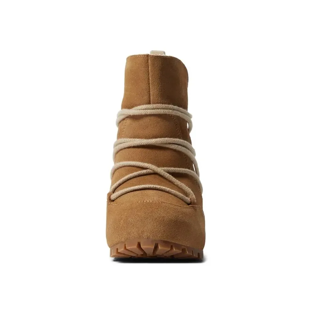 MERRILL New $170 Moab Camel Wedge Polar Laced Boots Faux Fur Lining Size 6